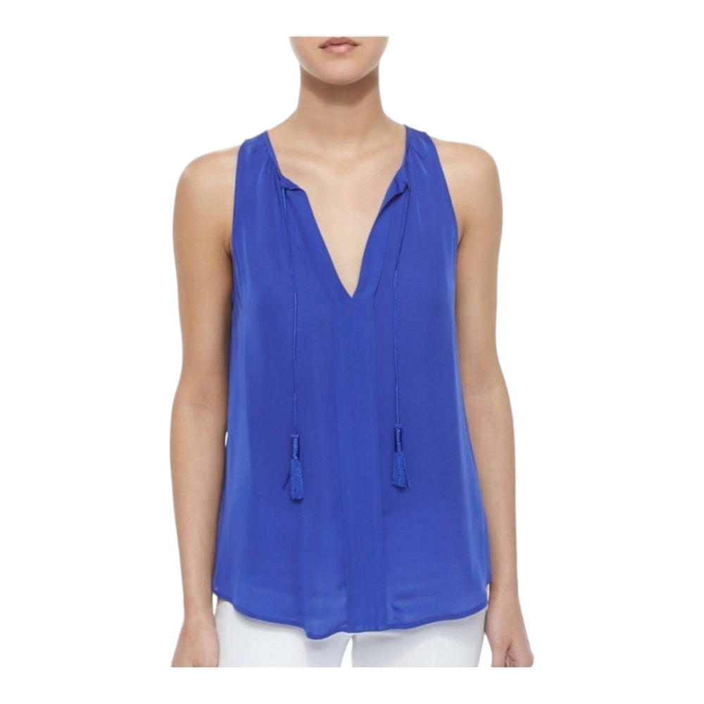 Joie Airlan Split-Neck Silk Blouse Sz XS